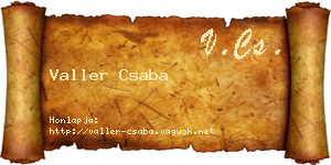 Valler Csaba névjegykártya